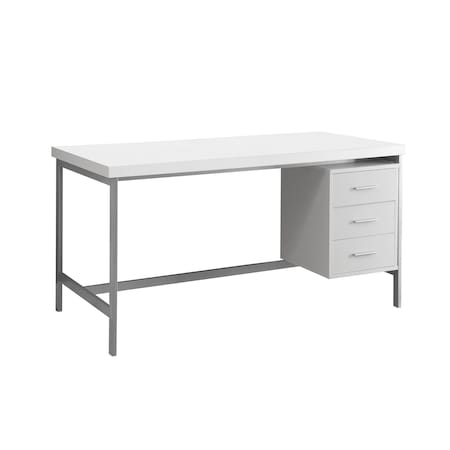 Monarch Specialties Computer Desk, Home Office, Laptop, Left, Right Set-up, Storage Drawers, 60"L, Work, Metal, White I 7046